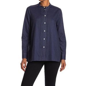 Billy Reid women Pintuck Azur long sleeve  Shirt navy xs